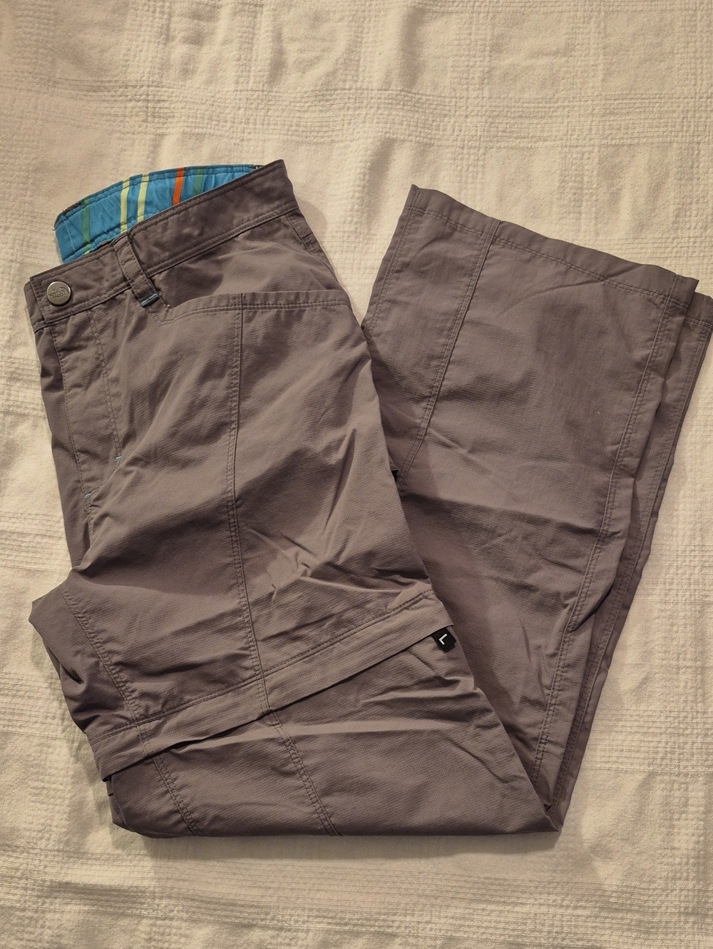 North Face girls size Large 14/16 convertible leg gray pants VGUC